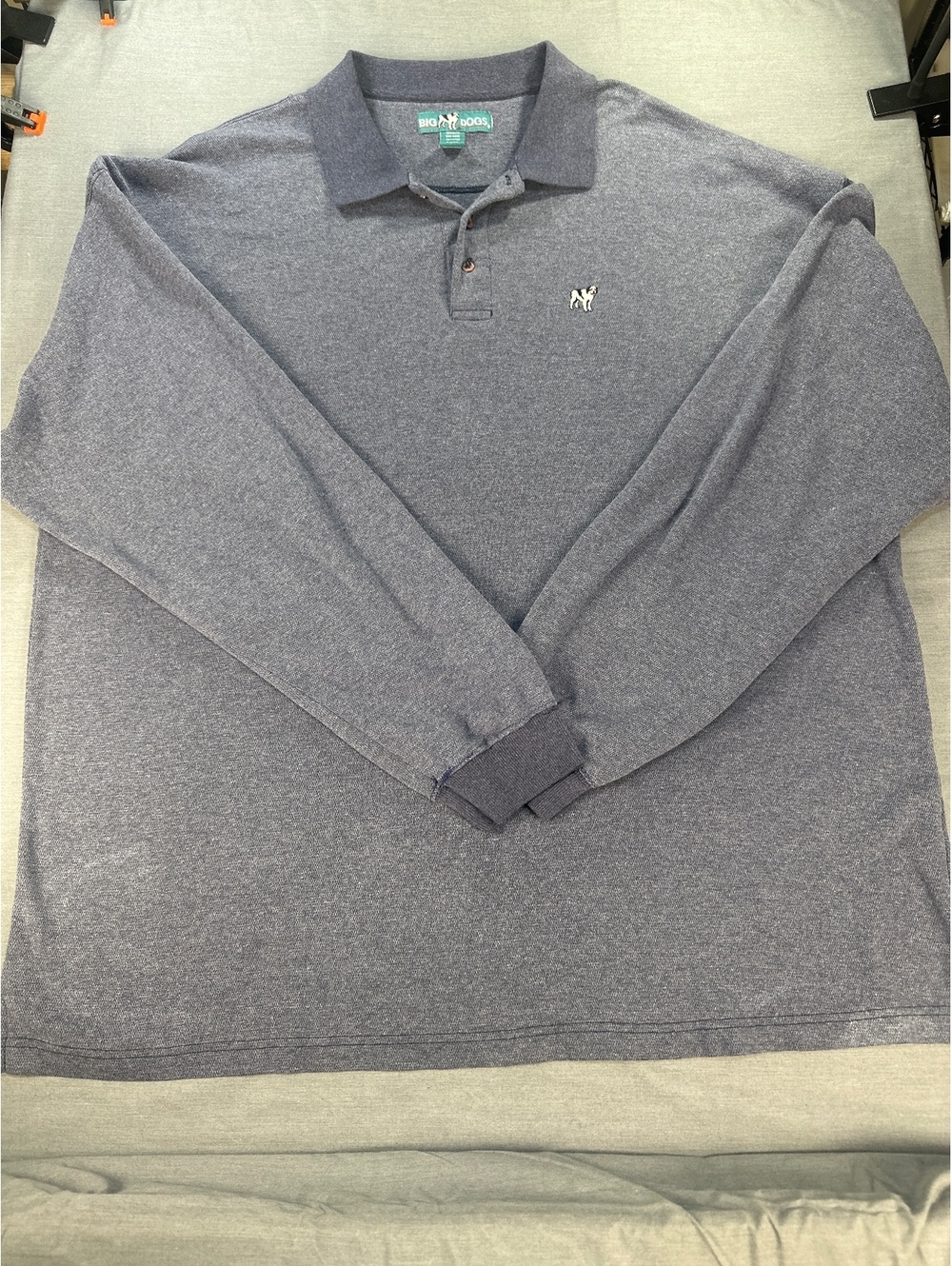 VTG Big Dogs Men Polo Shirt 4X Blue Cotton Polyester Blend Long Sleeve